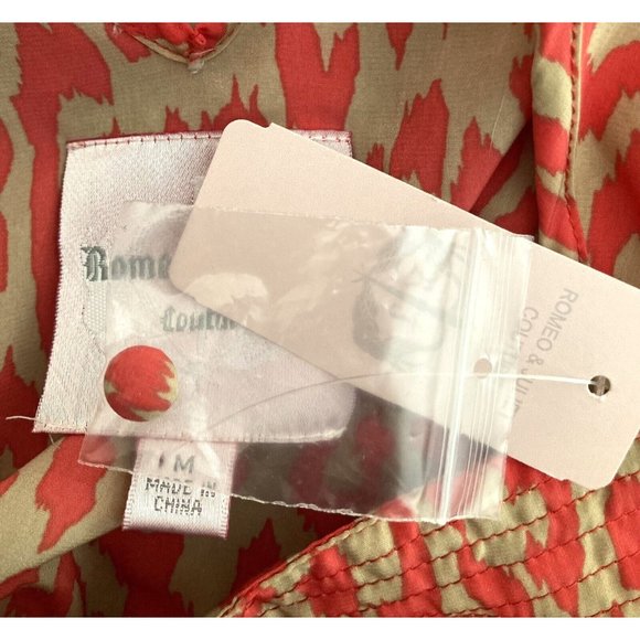 Romeo & Juliet Tan & Coral Sleeveless Tunic Top V-Neck V-Back Size Medium Womens - Picture 8 of 8